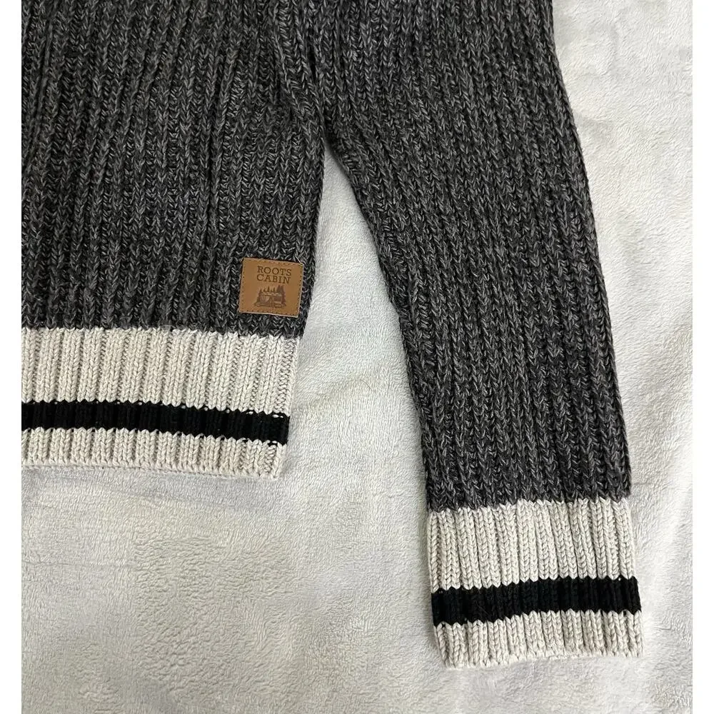 Roots Cabin Womens Oversize Size S Sweater Cozy Chunky Knit Gray Crew Pullover - Picture 3 of 8